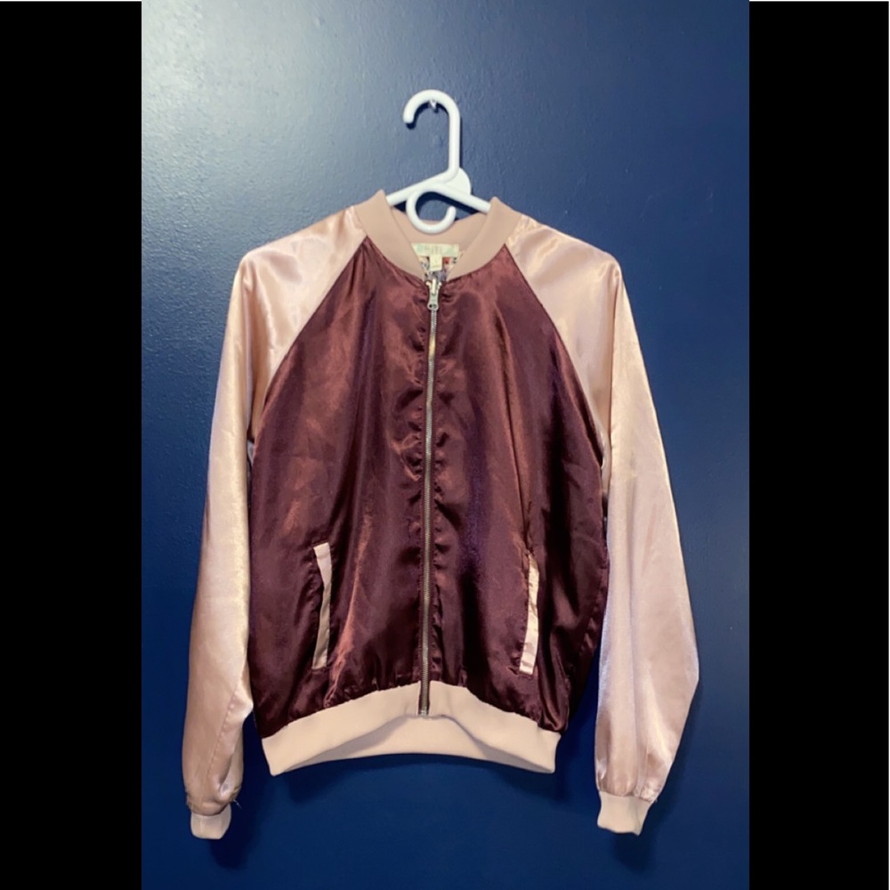 Reversible, pink silk “love fire” jacket. Size women’s large,